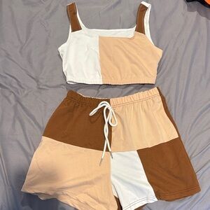 SHEIN Brown and Tan Color Block Set
